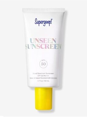 NWB Supergoop! Unseen Sunscreen Tube - White with Yellow Cap. 1.7 fl oz